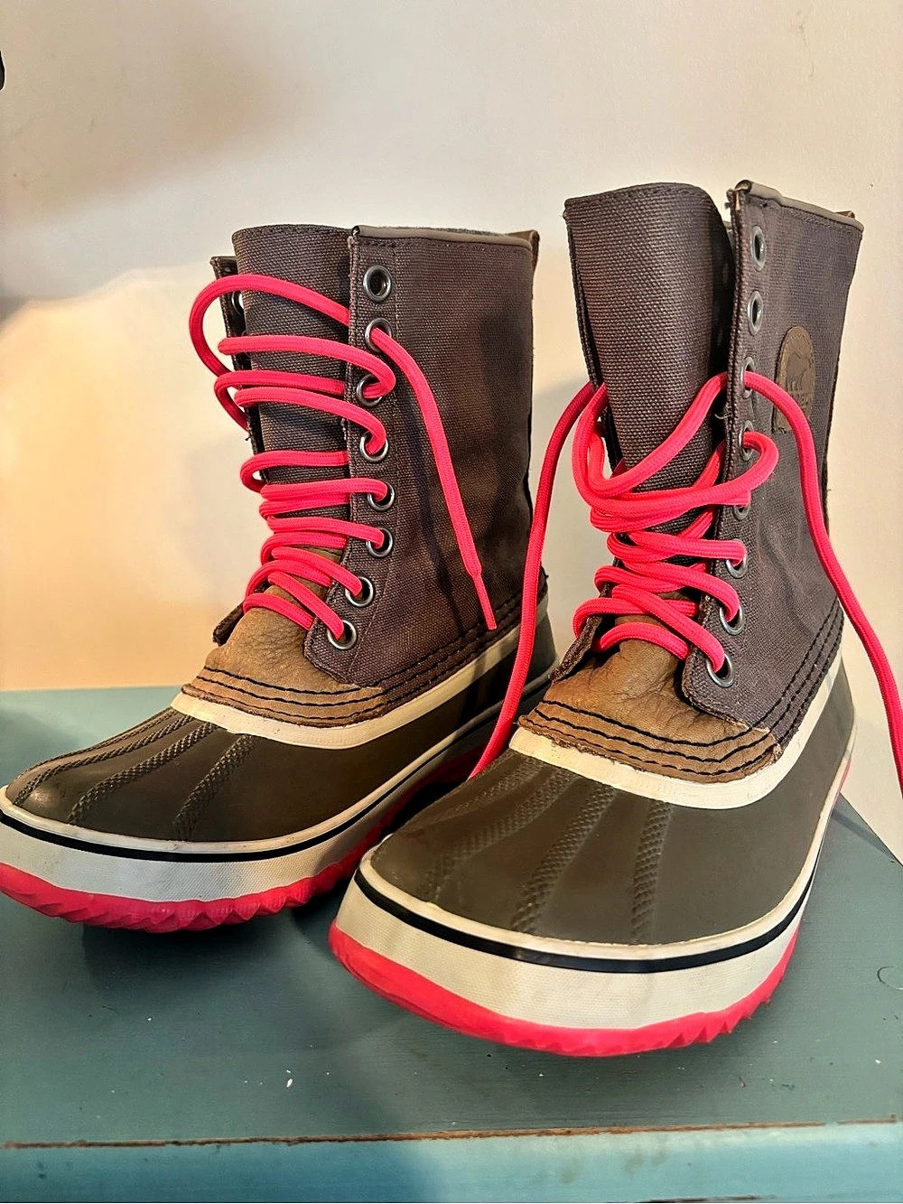 Sorel 1964 Pac Nylon Winter Boot Brown & Pink US 7